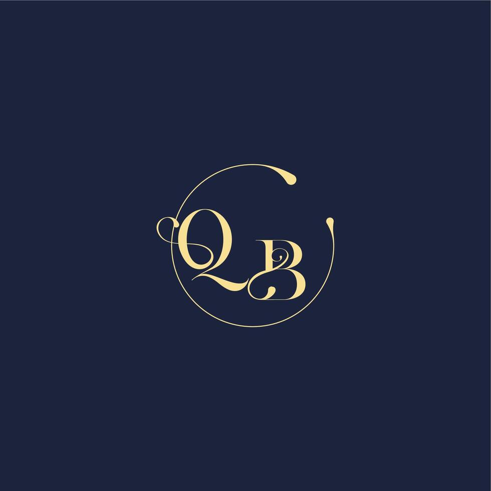 circle monogram design for wedding QB luxury gold letter vector