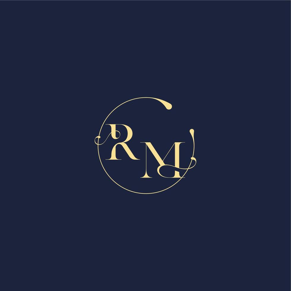design for wedding RM circle monogram letter luxury gold vector