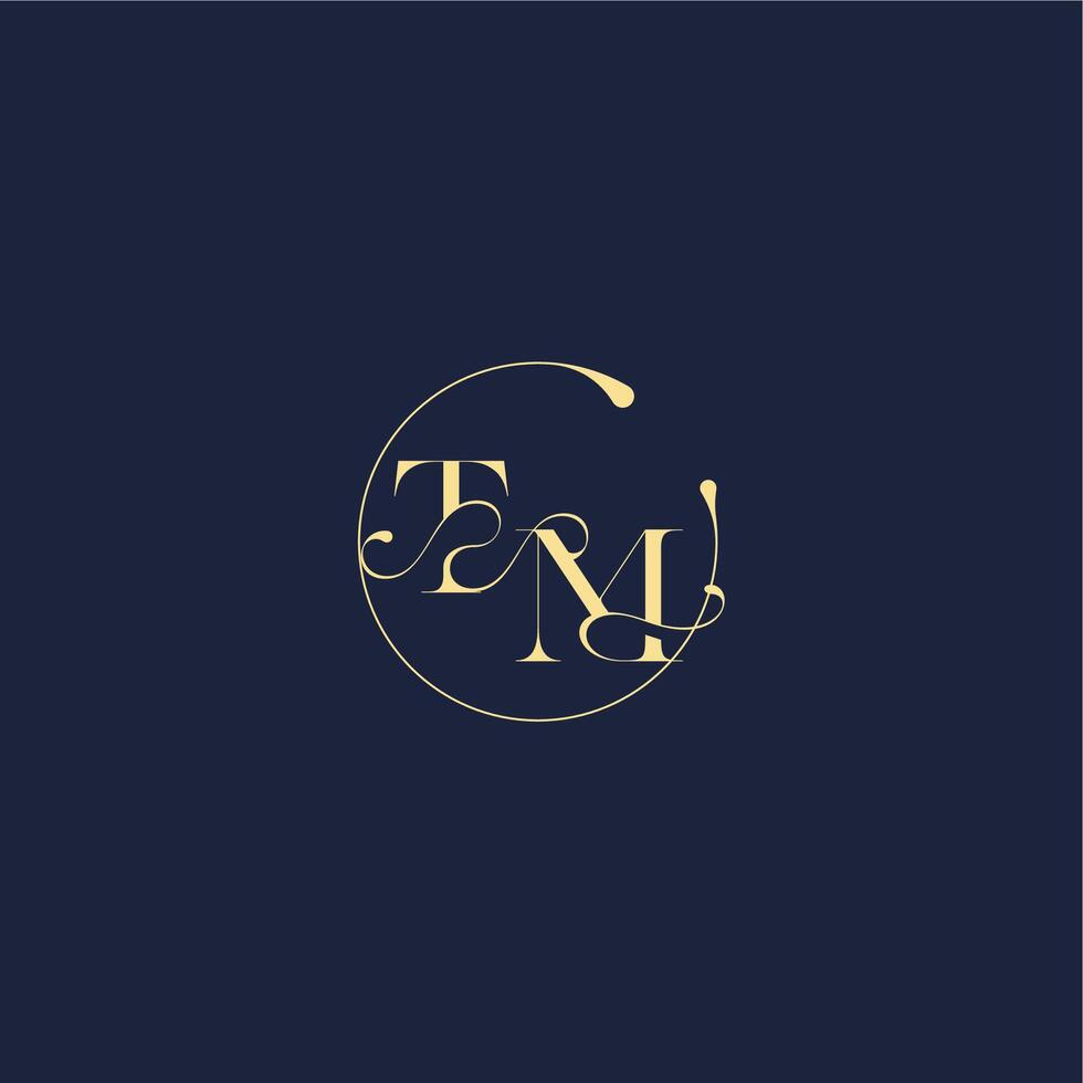 design for wedding TM circle monogram letter luxury gold vector