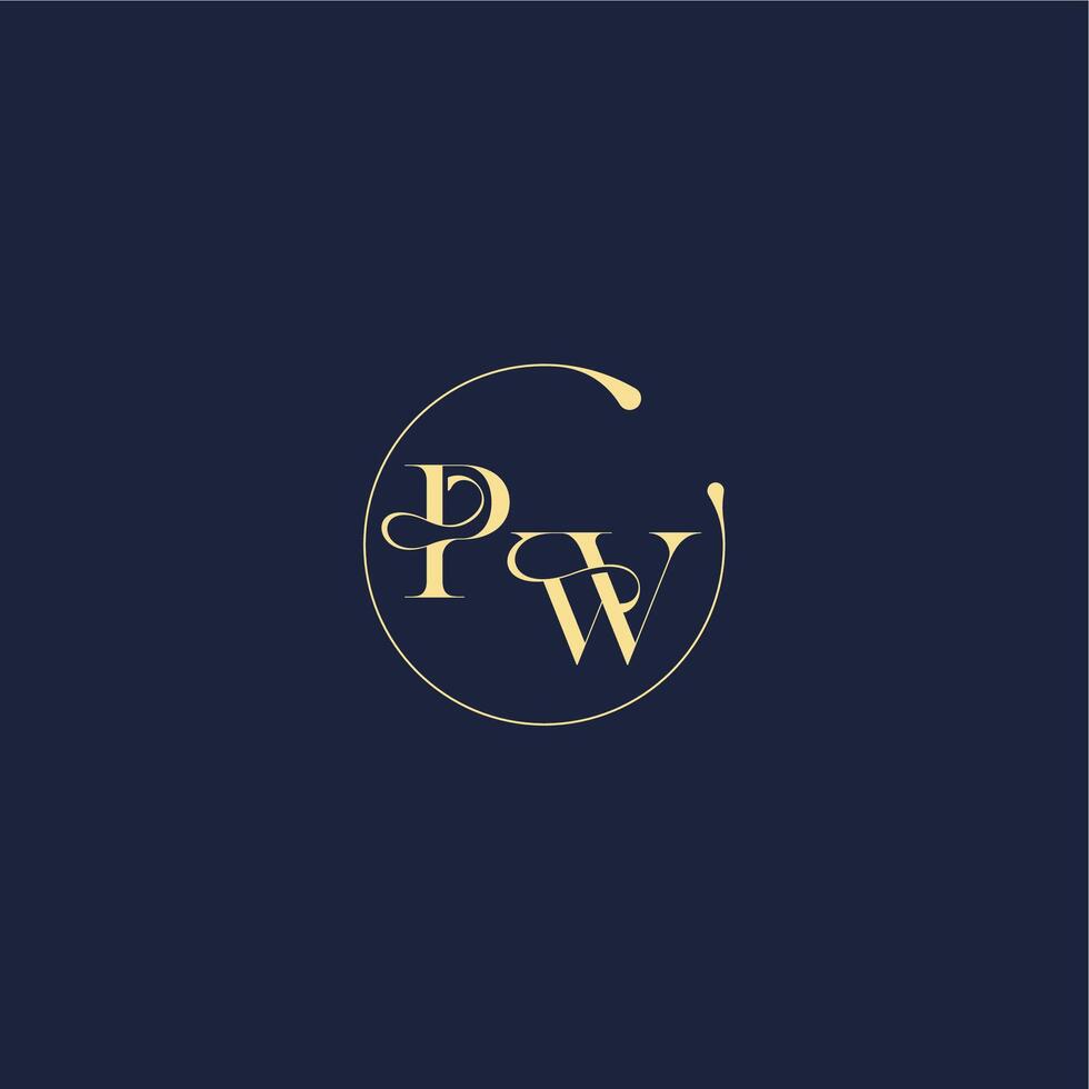 circle monogram design for wedding PW luxury gold letter vector