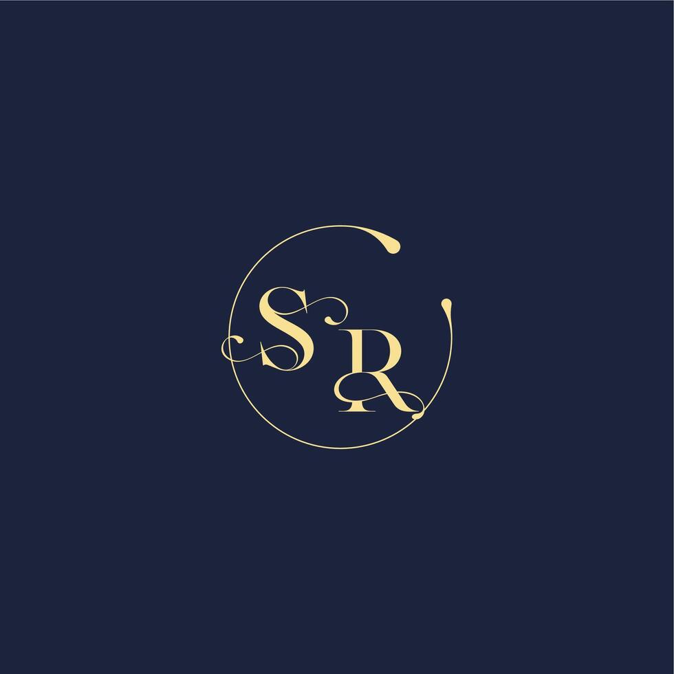 design for wedding SR circle monogram letter luxury gold vector