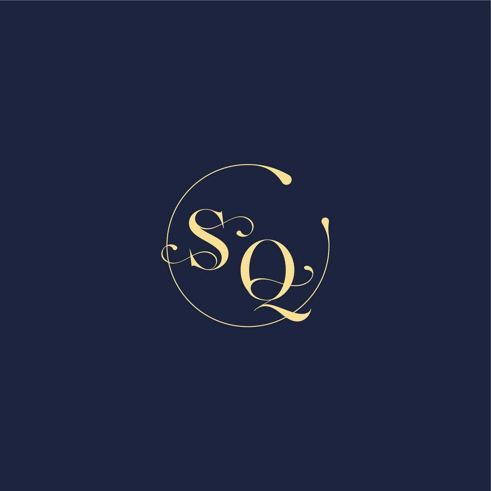 design for wedding SQ circle monogram letter luxury gold vector