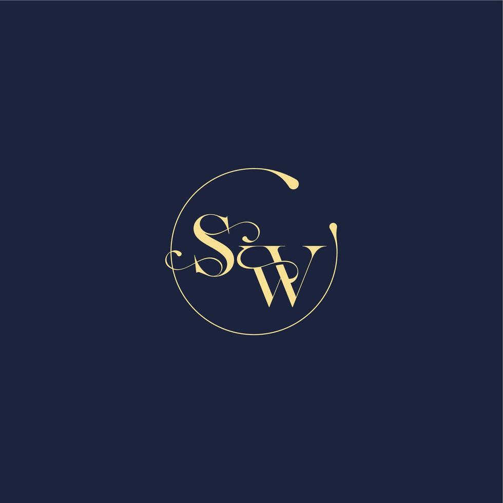 design for wedding SW circle monogram letter luxury gold vector