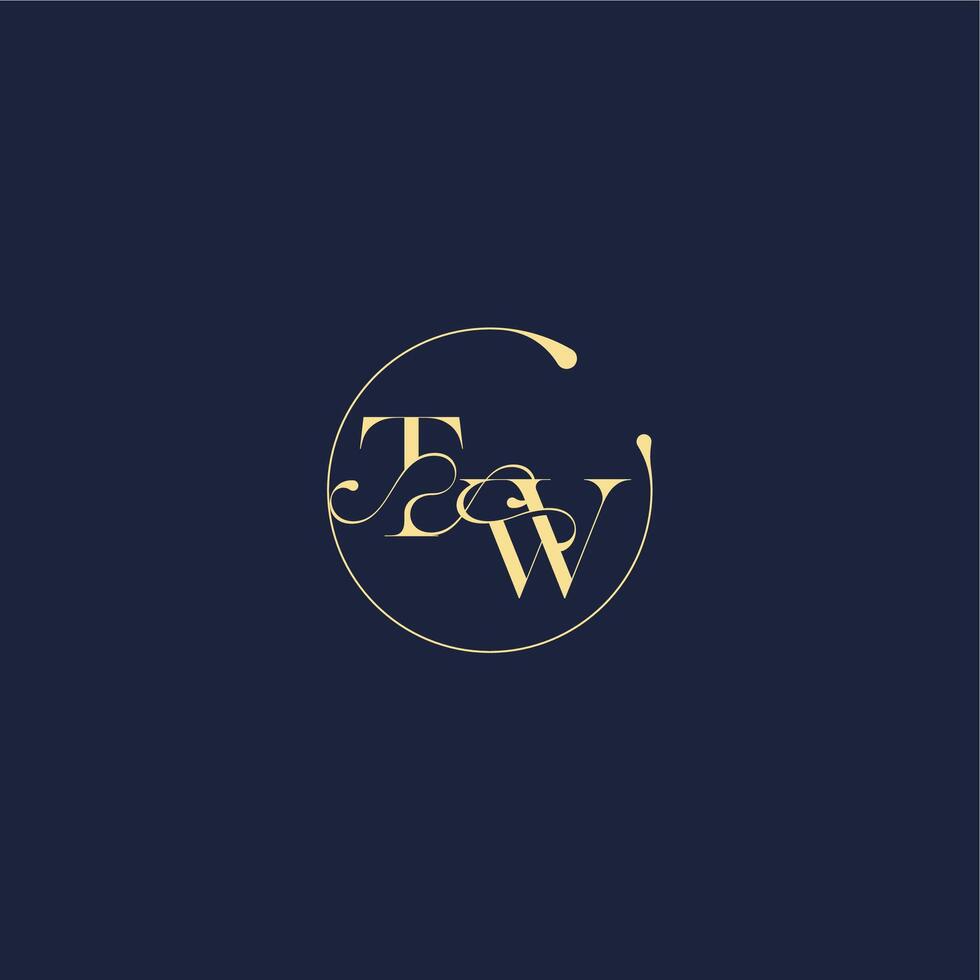 design for wedding TW circle monogram letter luxury gold vector