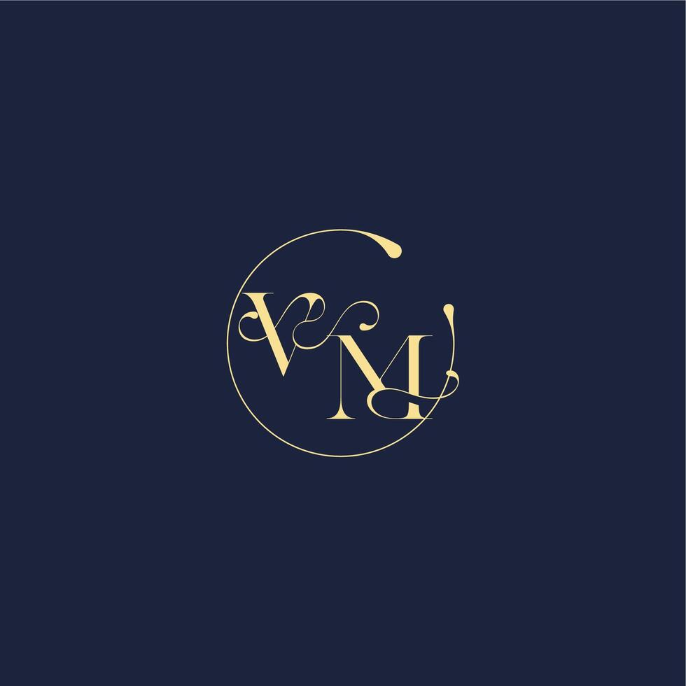 design for wedding VM circle monogram letter luxury gold vector
