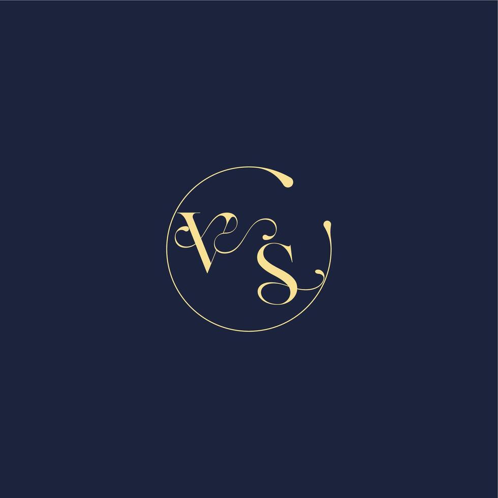 design for wedding VS circle monogram letter luxury gold vector