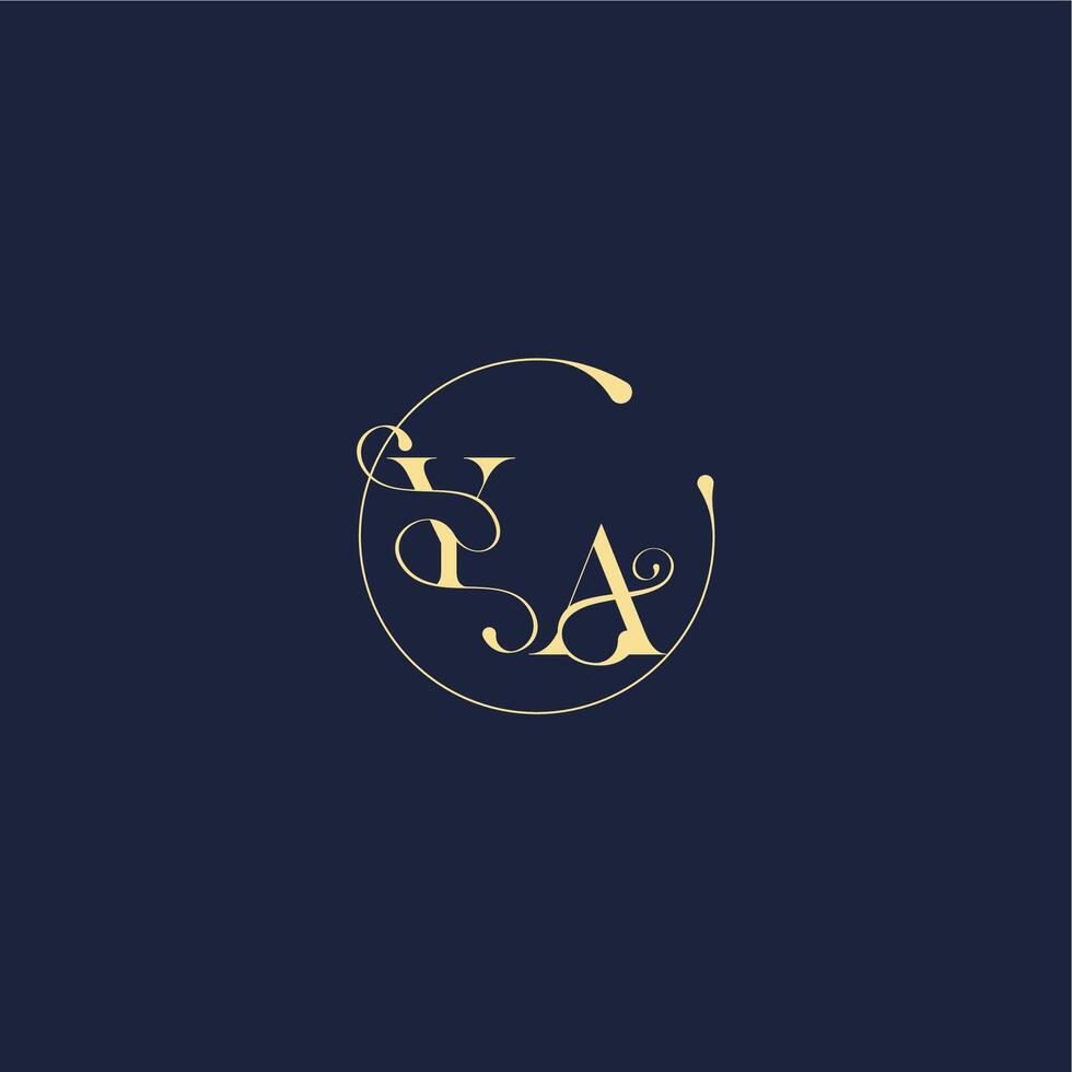 design for wedding YA circle monogram letter luxury gold vector