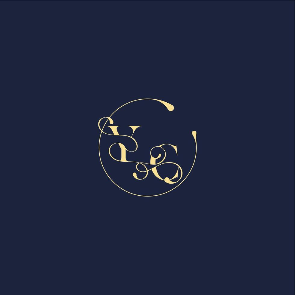 design for wedding YC circle monogram letter luxury gold vector