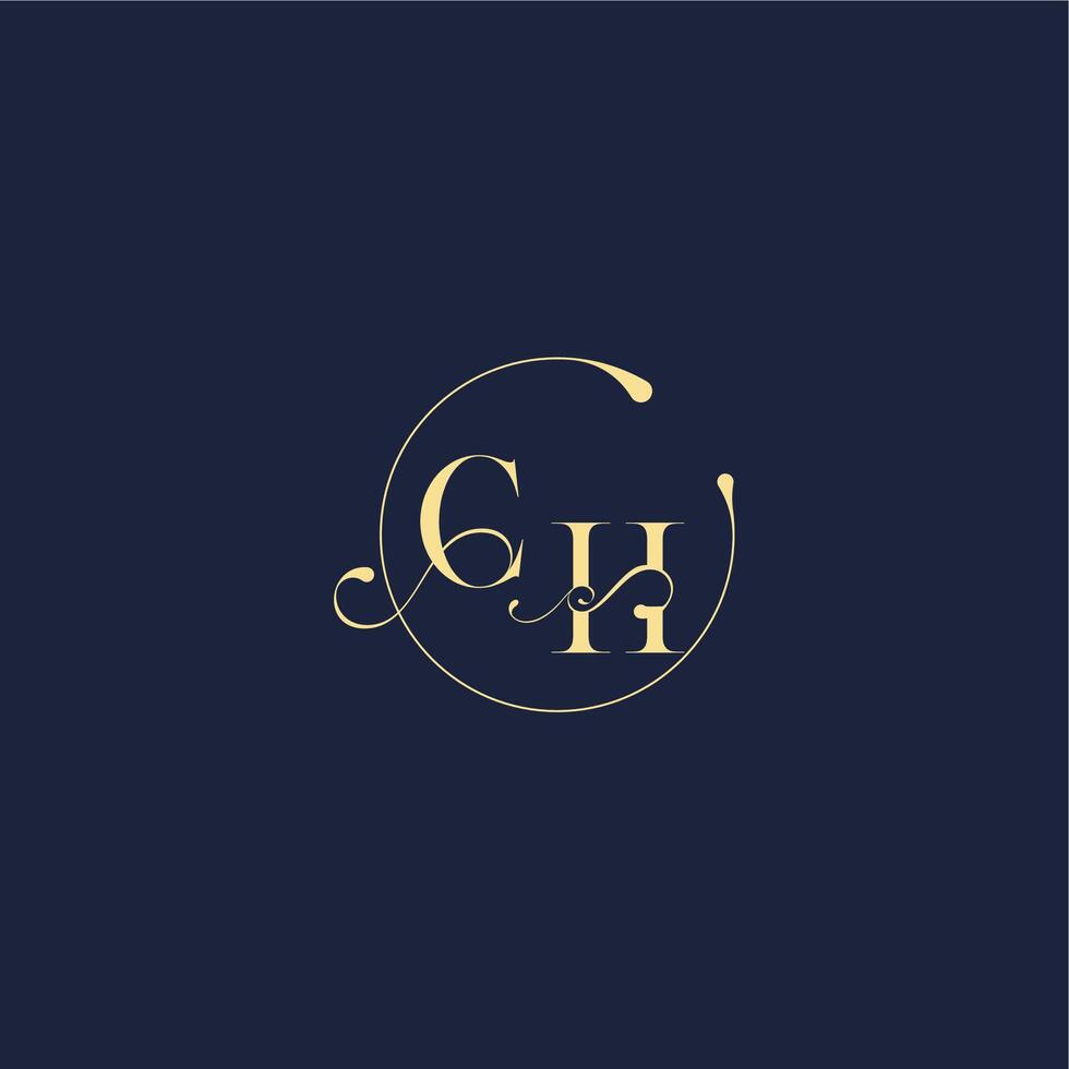 luxury gold CH design for wedding circle monogram letter vector