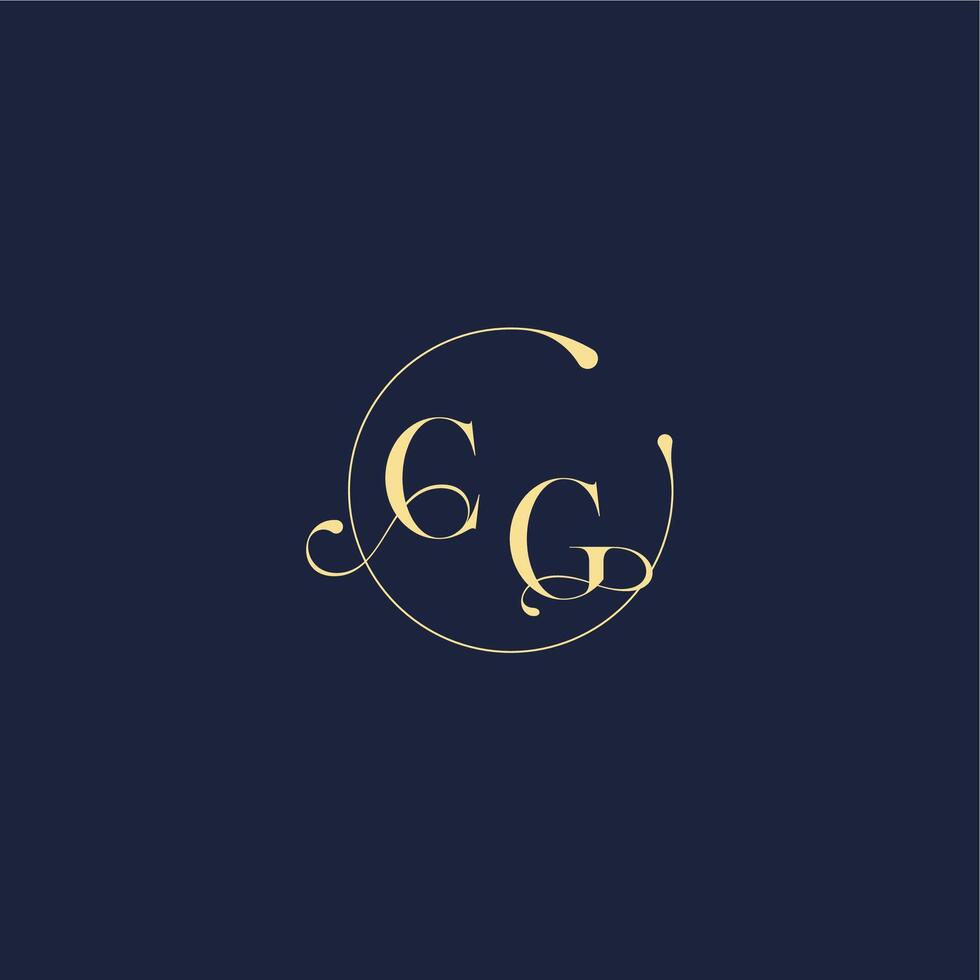 luxury gold CG design for wedding circle monogram letter vector