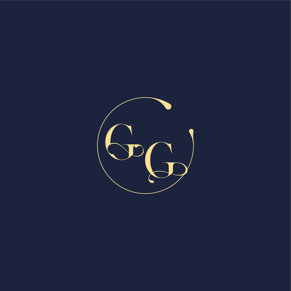 luxury gold circle monogram letter design for wedding GG vector