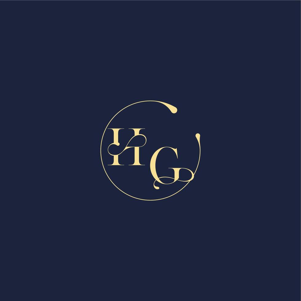 luxury gold circle monogram letter design for wedding HG vector