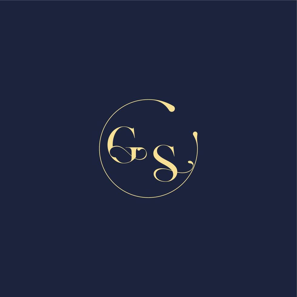 luxury gold circle monogram letter design for wedding GS vector