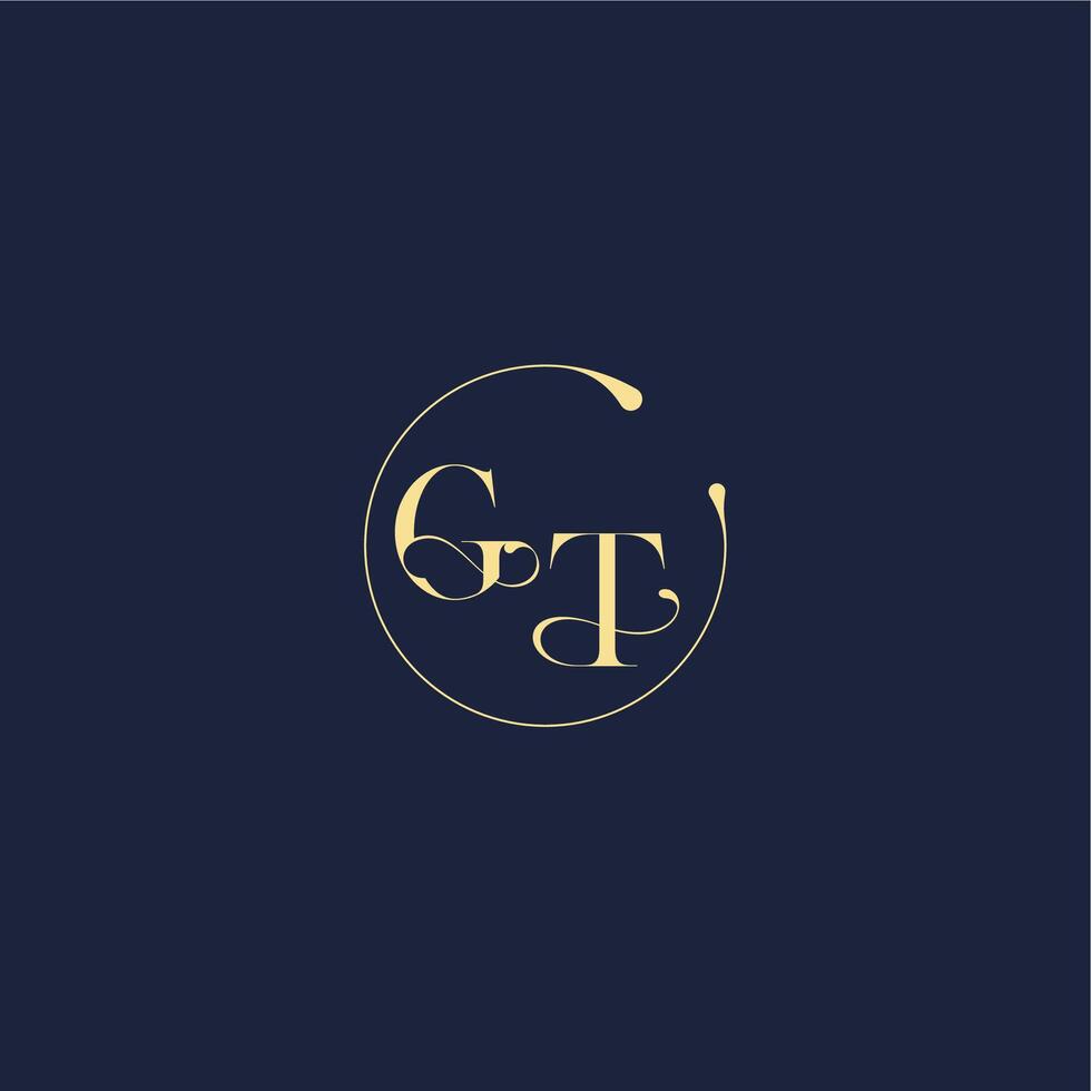 luxury gold circle monogram letter design for wedding GT vector
