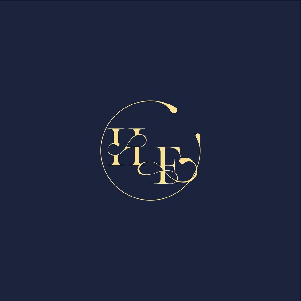 luxury gold circle monogram letter design for wedding HF vector