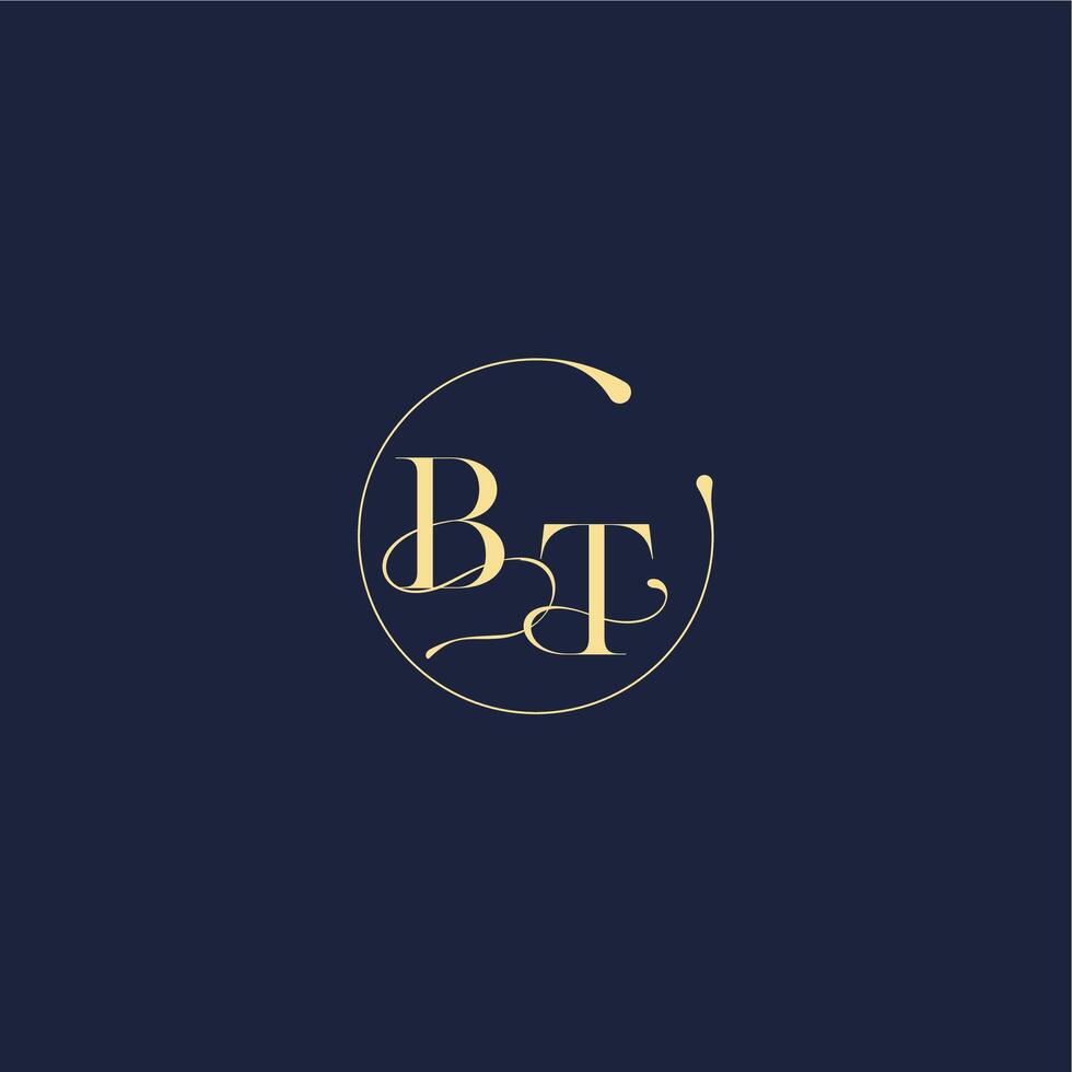 luxury gold BT design for wedding circle monogram letter vector