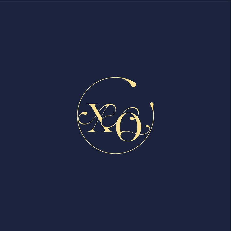 design for wedding XO circle monogram letter luxury gold vector