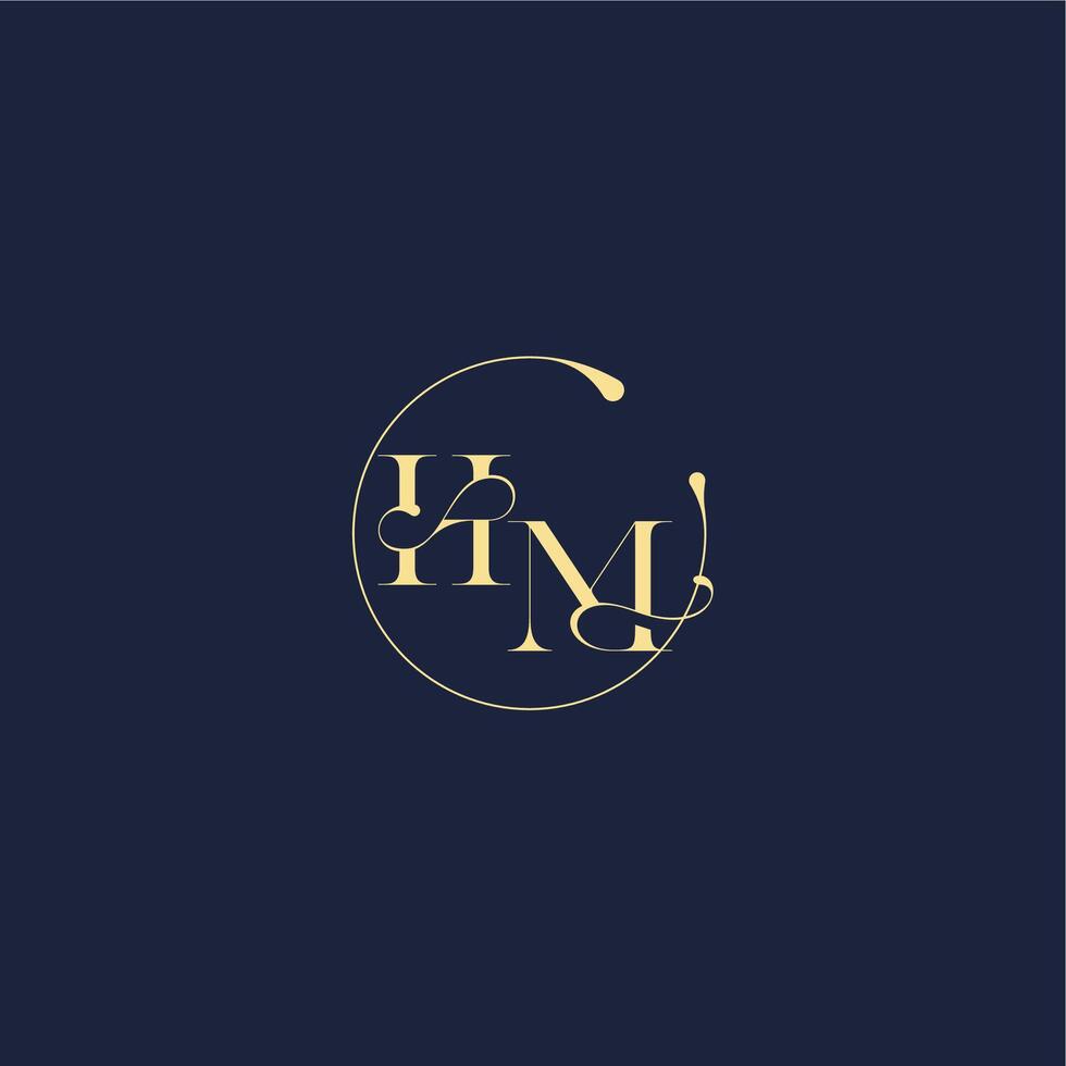 luxury gold circle monogram letter design for wedding HM vector