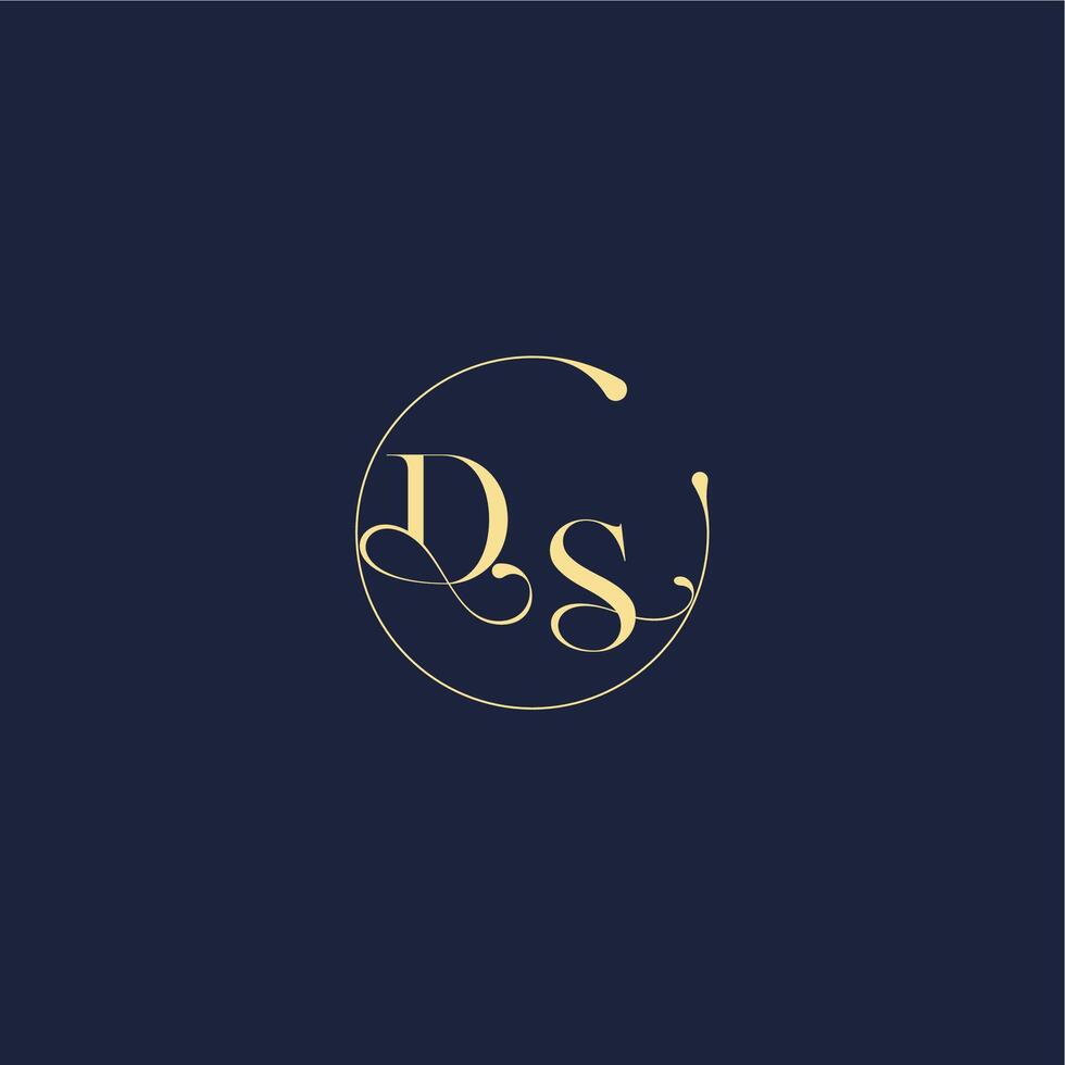 luxury gold DS design for wedding circle monogram letter vector