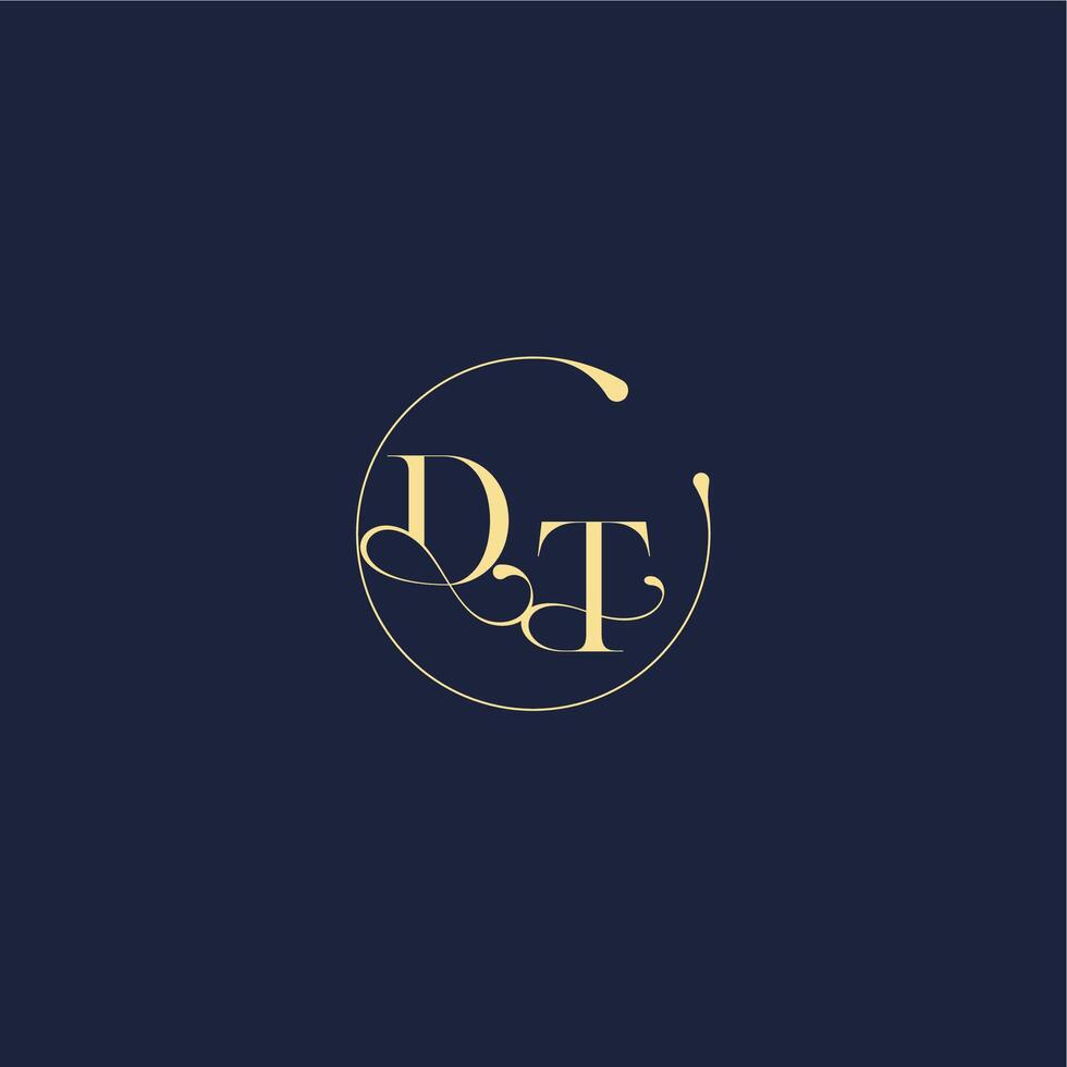 luxury gold DT design for wedding circle monogram letter vector