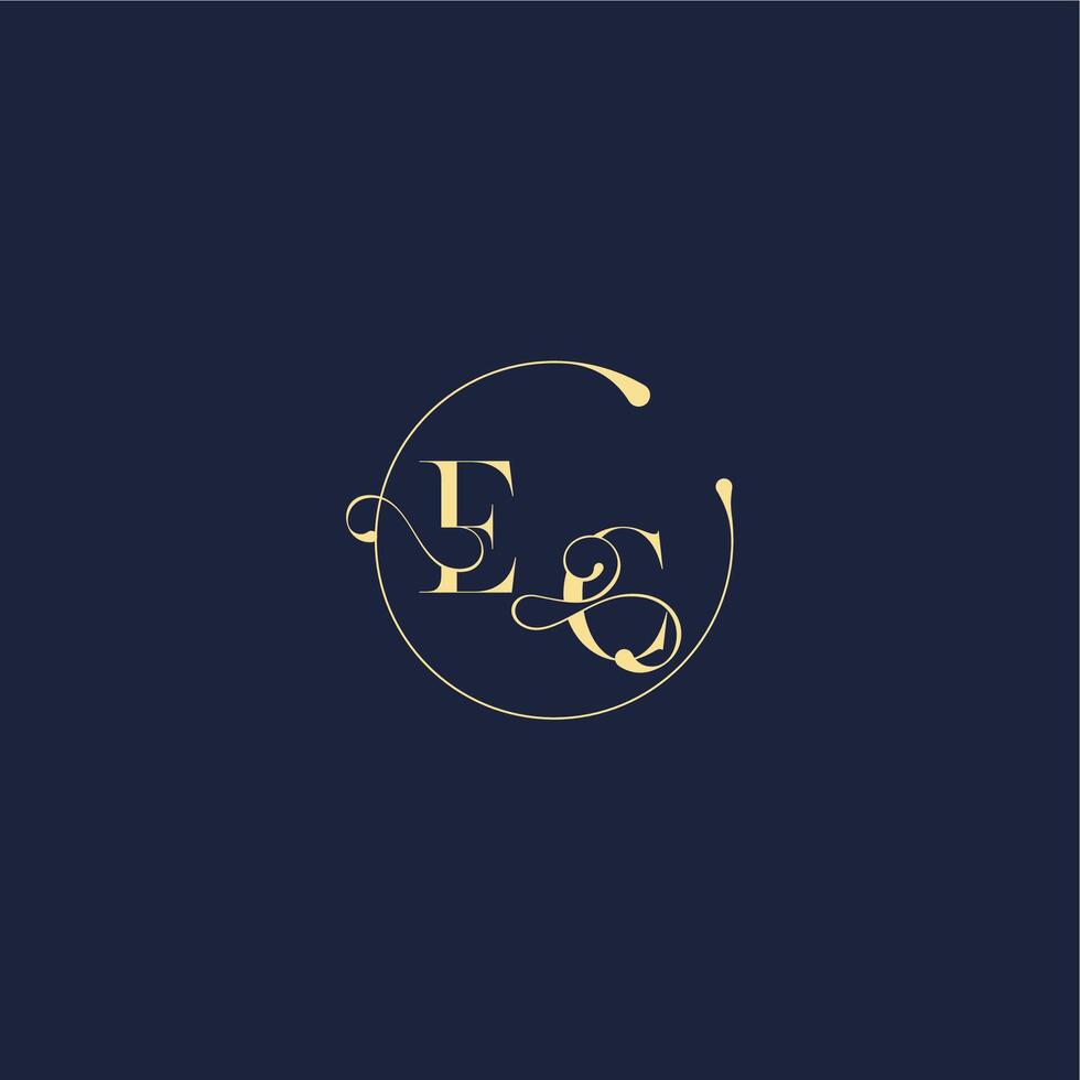 luxury gold EC design for wedding circle monogram letter vector