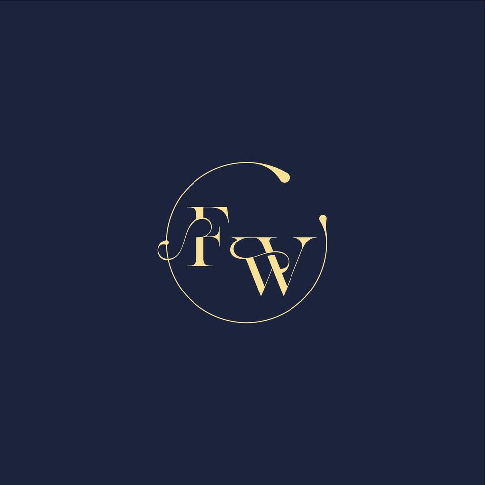 luxury gold FW design for wedding circle monogram letter vector