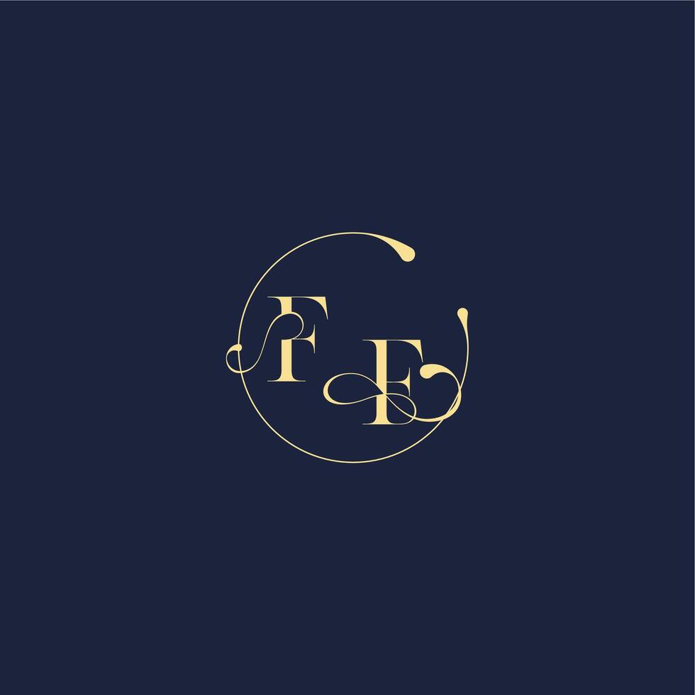 luxury gold FF design for wedding circle monogram letter vector
