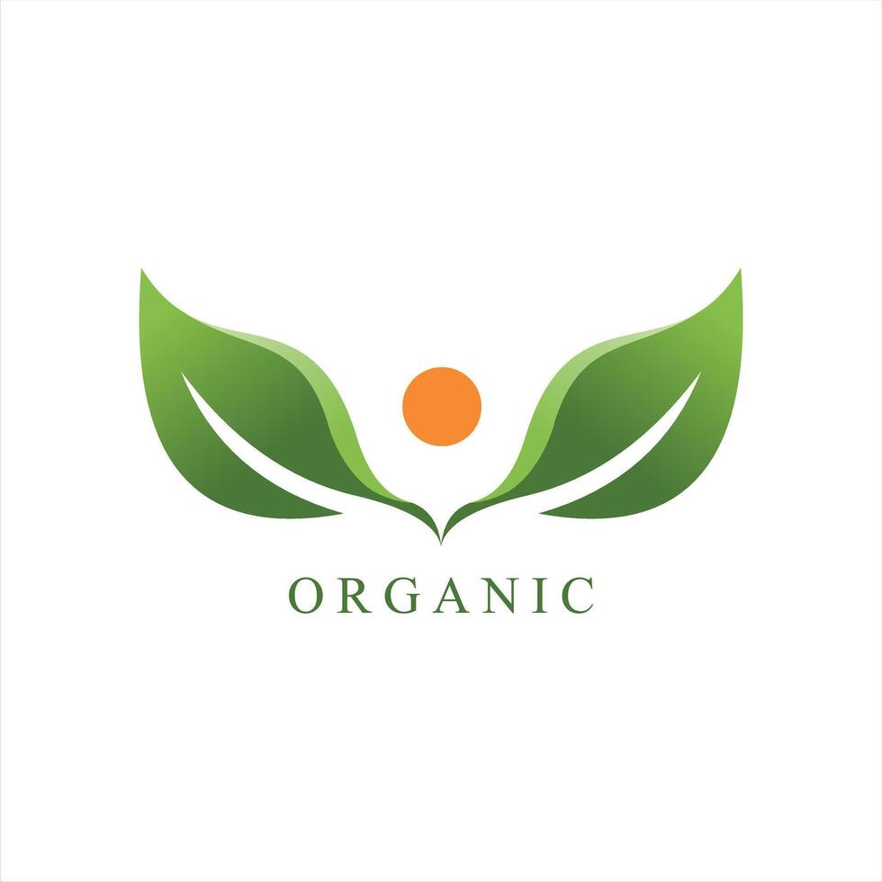 organic label natural leaf green vector
