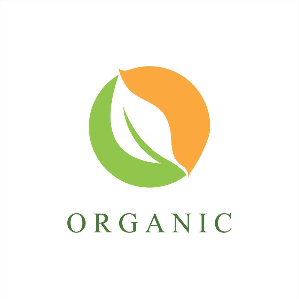 organic label natural leaf green vector