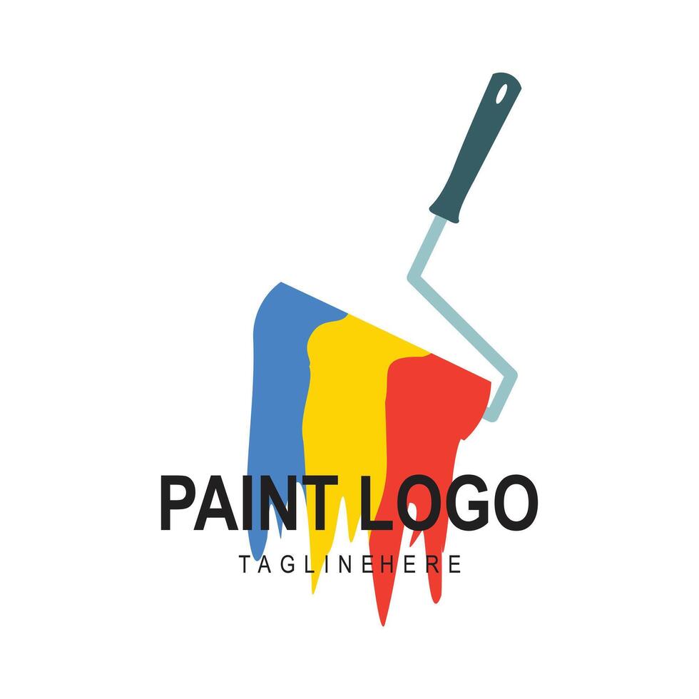 logo paint roller logo design vector