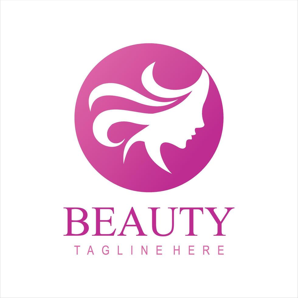 Feminine woman with beauty modern logo template vector