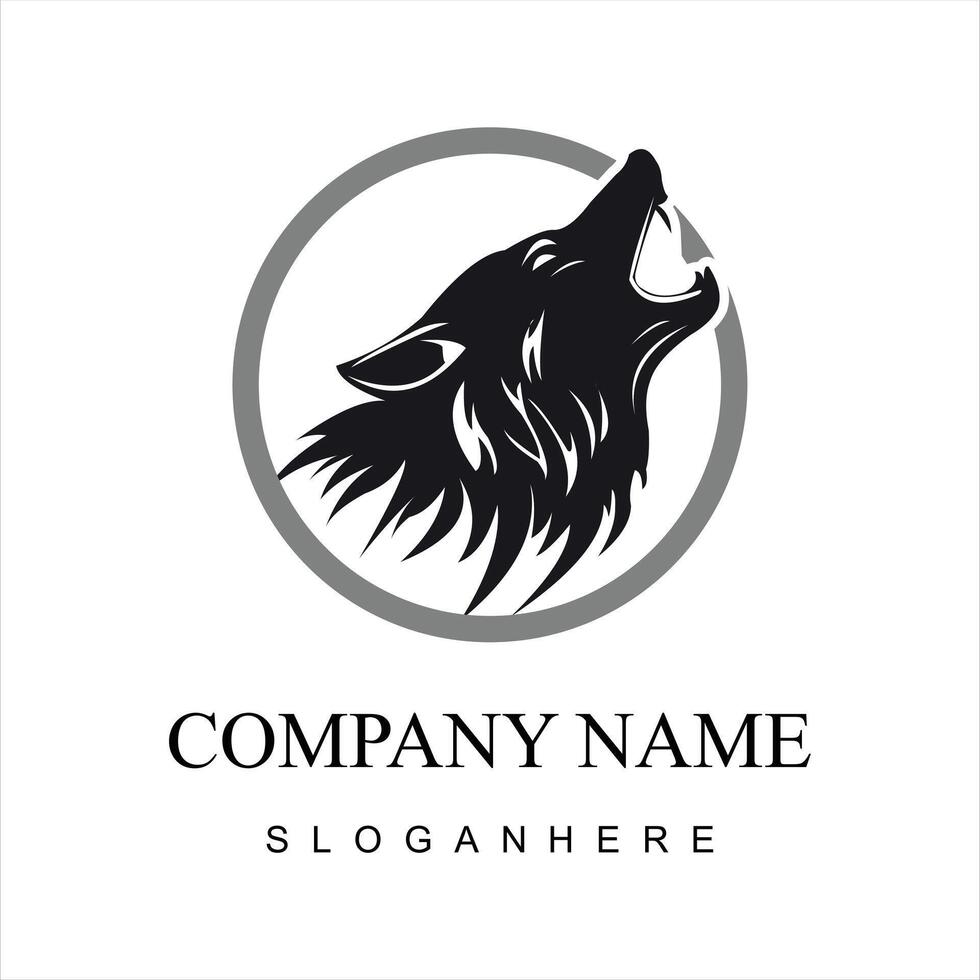 Wolf mascot modern logo design template vector