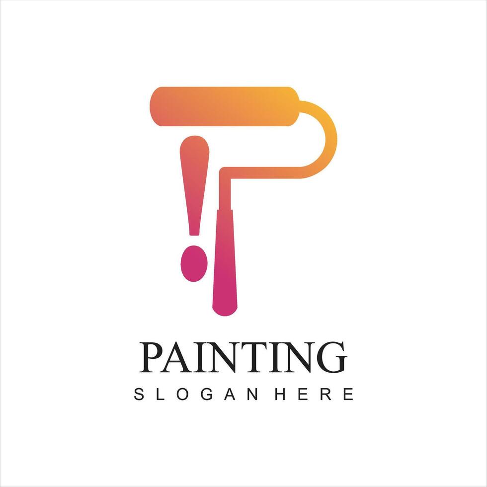 modern painting service, decor and repair multicolor icon. logo, label, emblem design. Concept for home decoration, building, house construction and staining vector