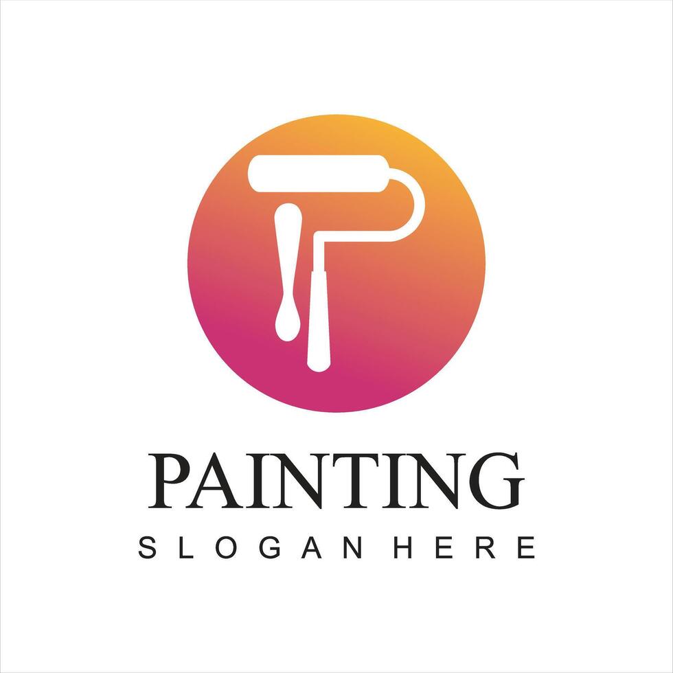modern painting service, decor and repair multicolor icon. logo, label, emblem design. Concept for home decoration, building, house construction and staining vector