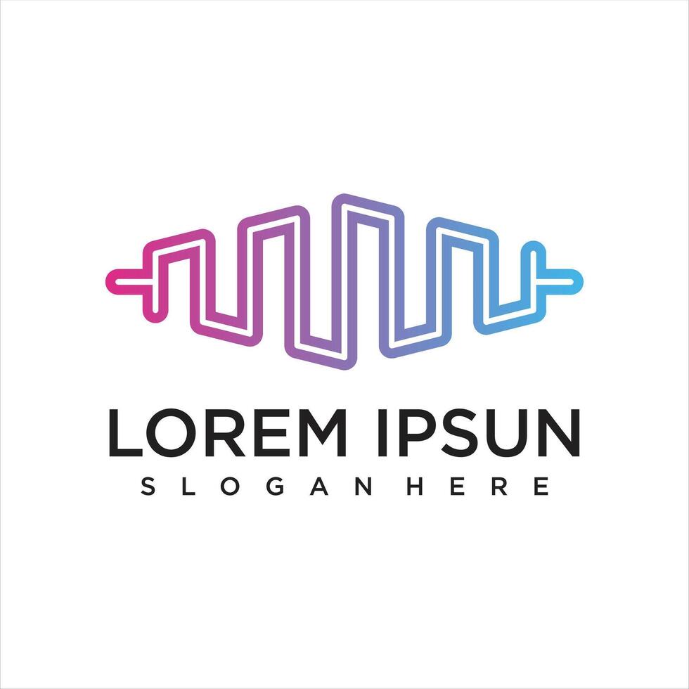 music player element. logo template electronic music, equalizer, store, DJ music, nightclub, disco. audio wave logo concept, multimedia technology themed, abstract shape vector