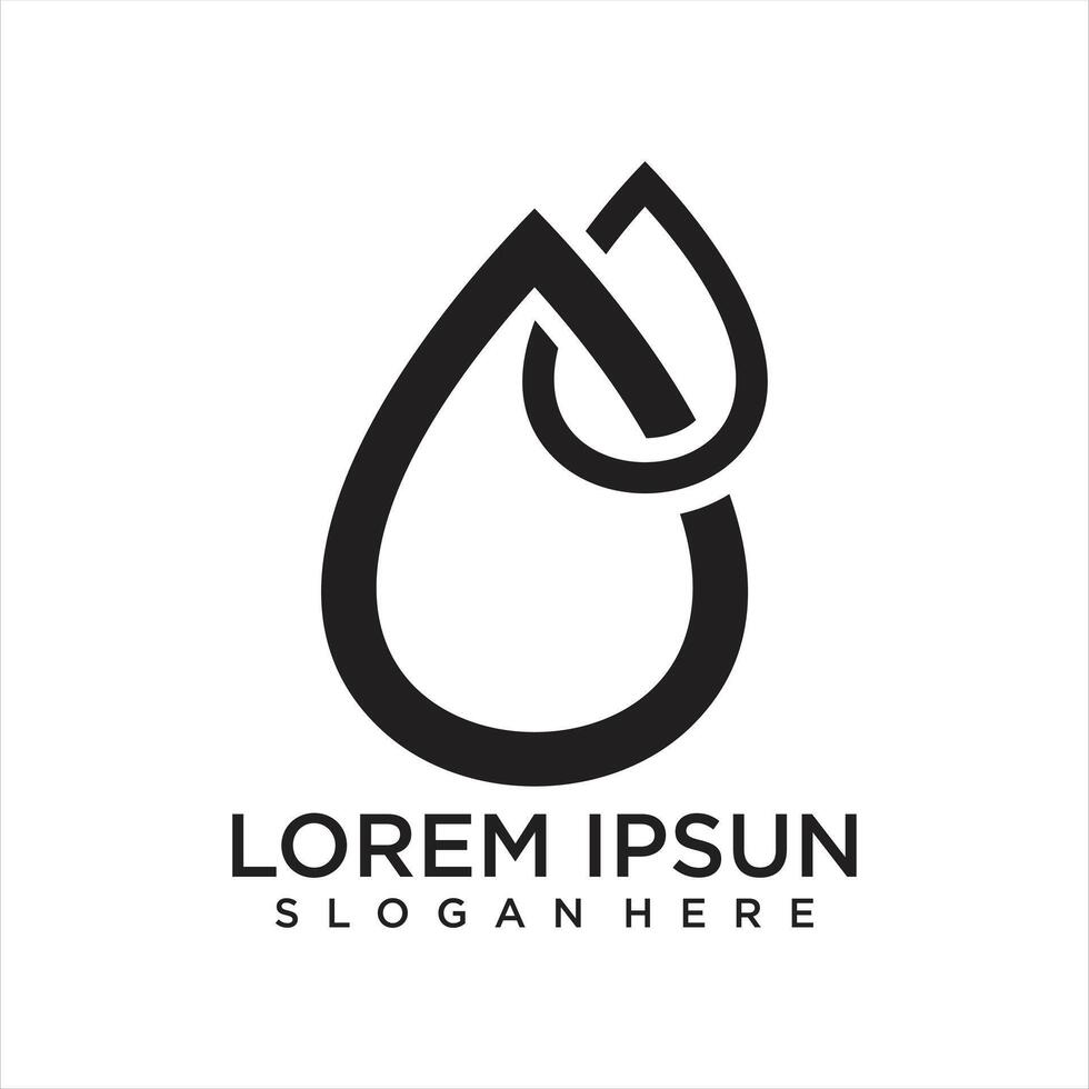 Water drop logo design template with line art vector