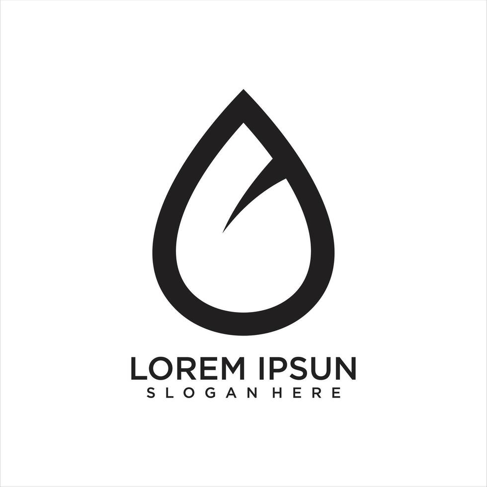 Water drop logo design template with line art vector