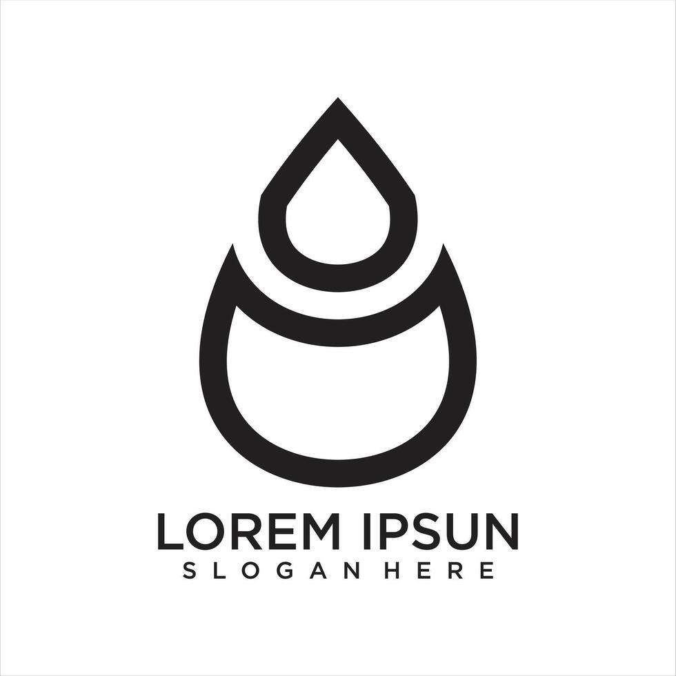 Water drop logo design template with line art vector