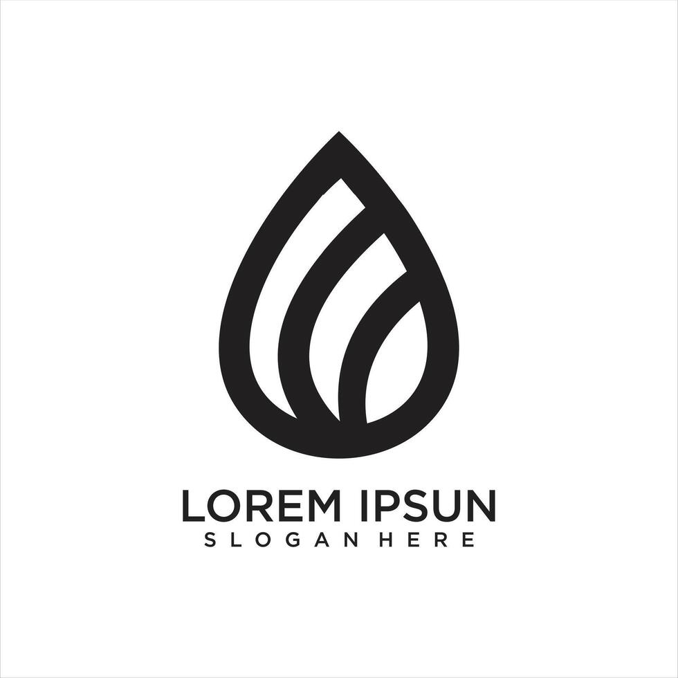 Water drop logo design template with line art vector