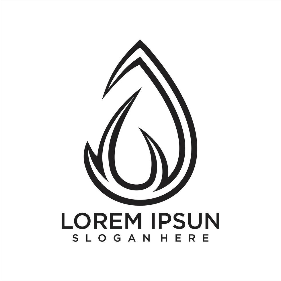 Water drop logo design template with line art vector
