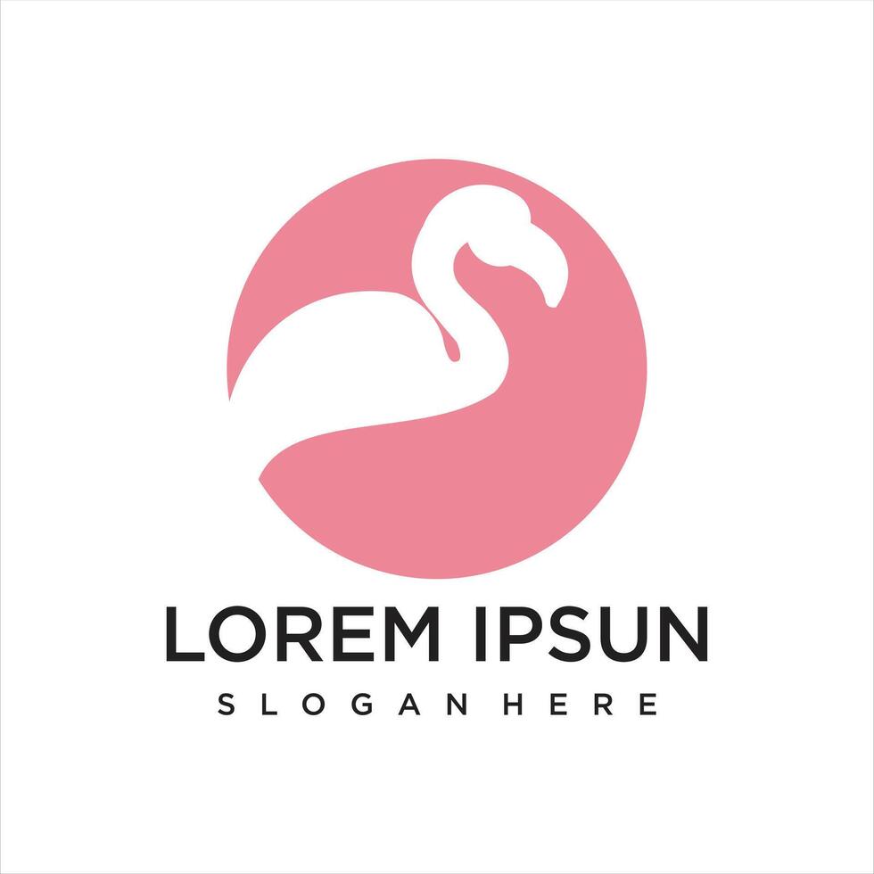 beautiful flamingo with a simple line design style. vector
