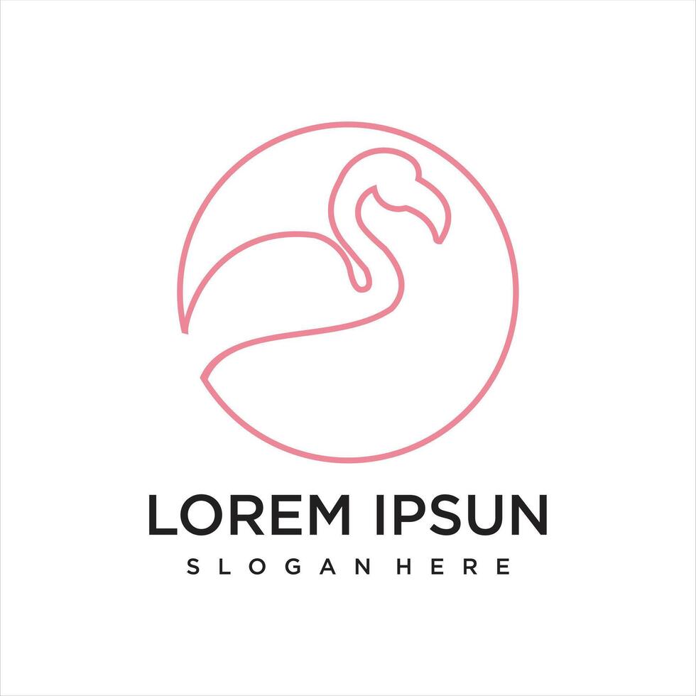 beautiful flamingo with a simple line design style. vector