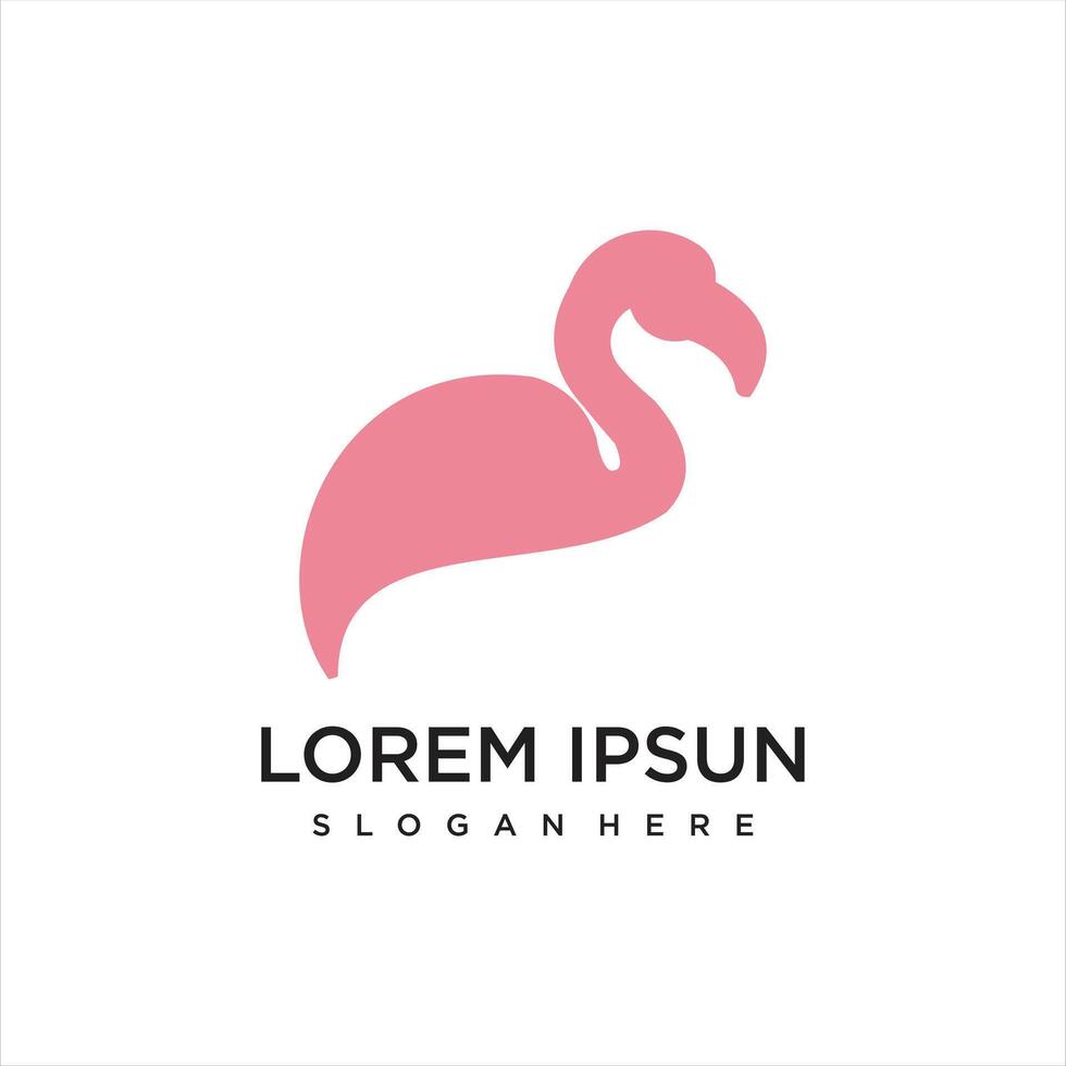 beautiful flamingo with a simple line design style. vector