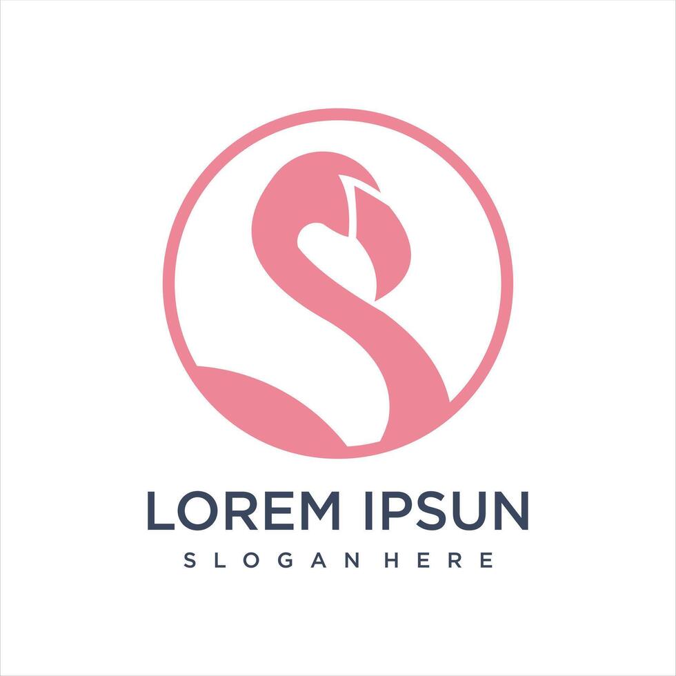 beautiful flamingo with a simple line design style. vector