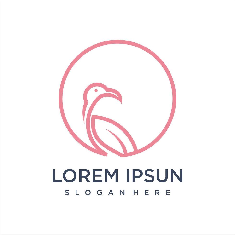 beautiful flamingo with a simple line design style. vector