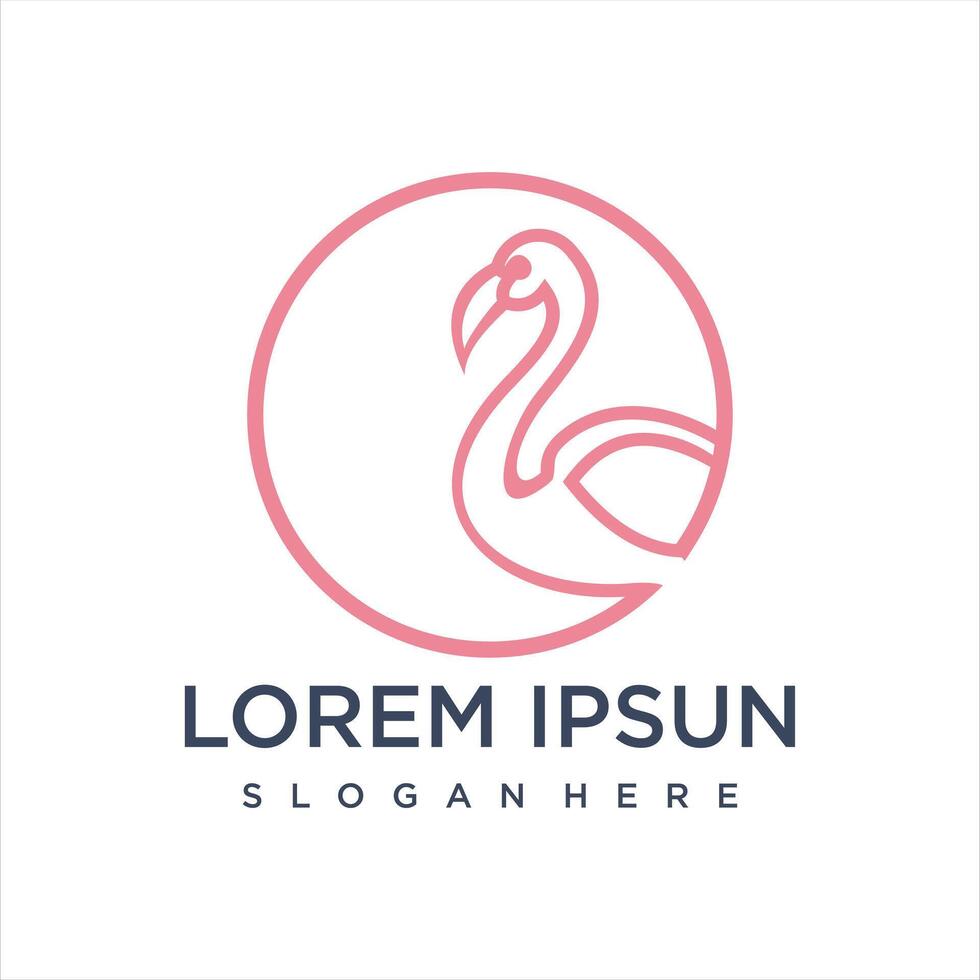 beautiful flamingo with a simple line design style. vector