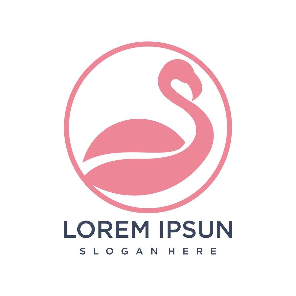 beautiful flamingo with a simple line design style. vector