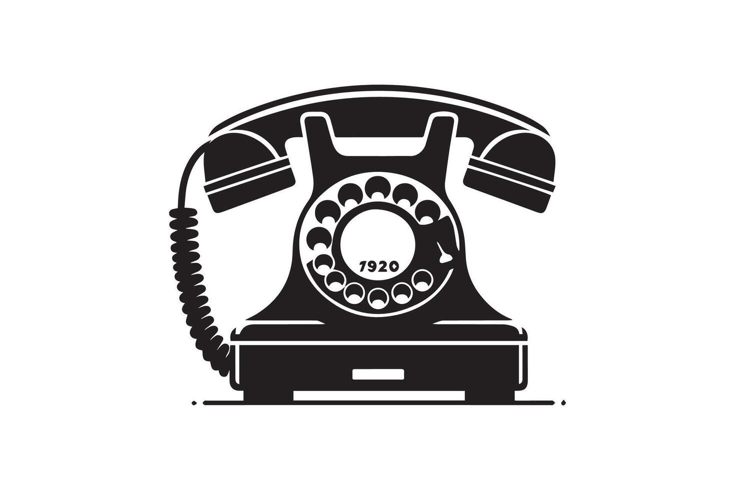 Vintage telephone silhouette illustration isolated white background vector
