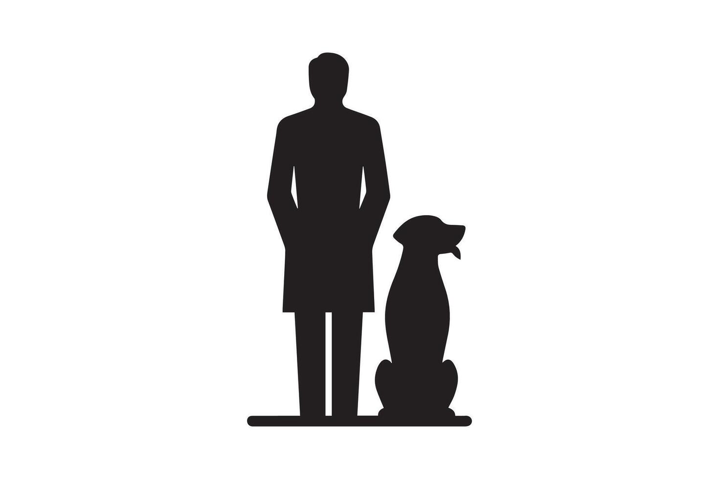 A man with his dog silhouette vector