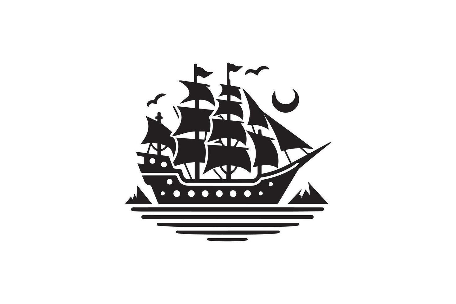 Pirates ship silhouette vector